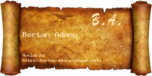 Bertan Adony névjegykártya
